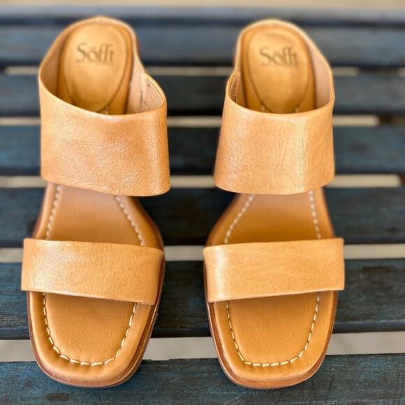 Söfft Sheila Women’s Slide Sandal Size 11M Caramel Leather Comfort Stacked Heel - Picture 4 of 10